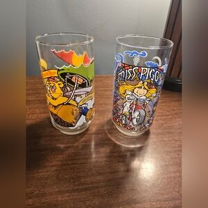 Vintage Muppet Show Glass Set - Miss Piggy and Fozzie Bear
